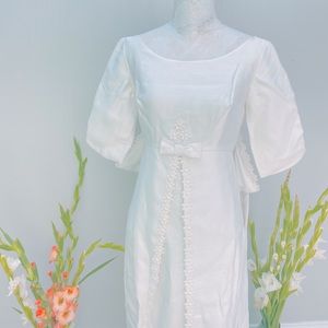 Vintage Bridgerton 1960s White Wedding Dress